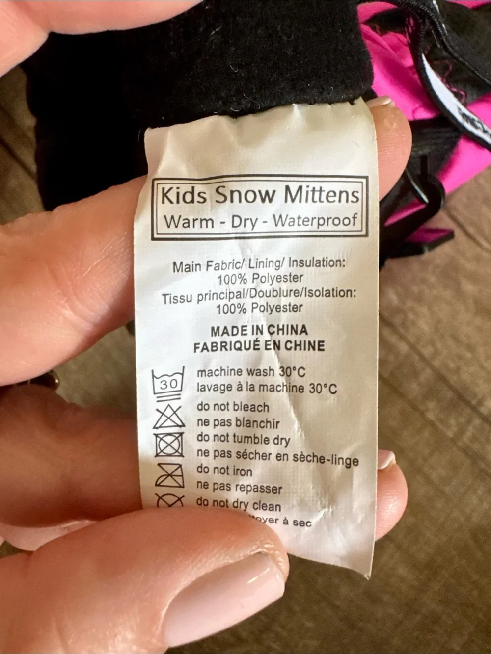 Kids‎ Pink Waterproof Snow Mittens Size Small Winter Gloves